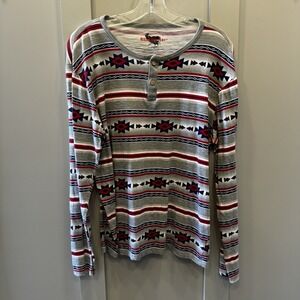 Blind Rooster Aztec Style Graphic Shirt Long Sleeve Women's Casual Large